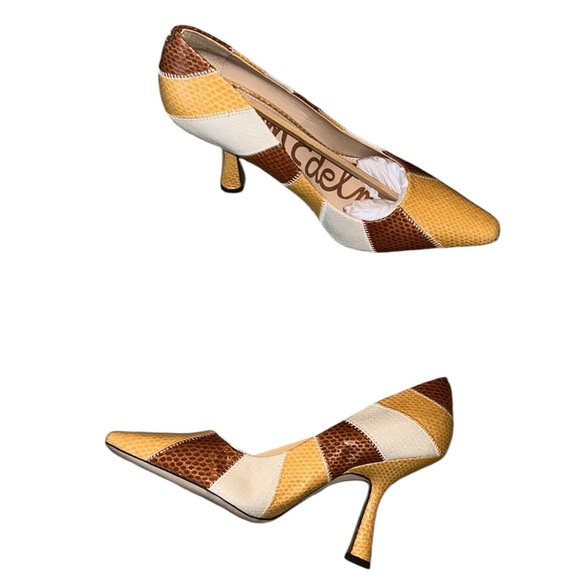 LN Sam Edelman Toni Snakeskin Embossed Colorblock Pumps Heels - 9 - Picture 7 of 16